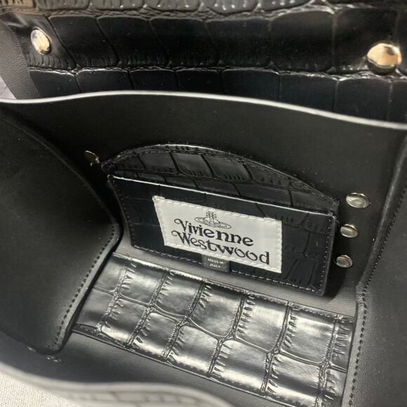Vivienne Westwood BETTY crocodile pattern mini shoulder bag leather black chain